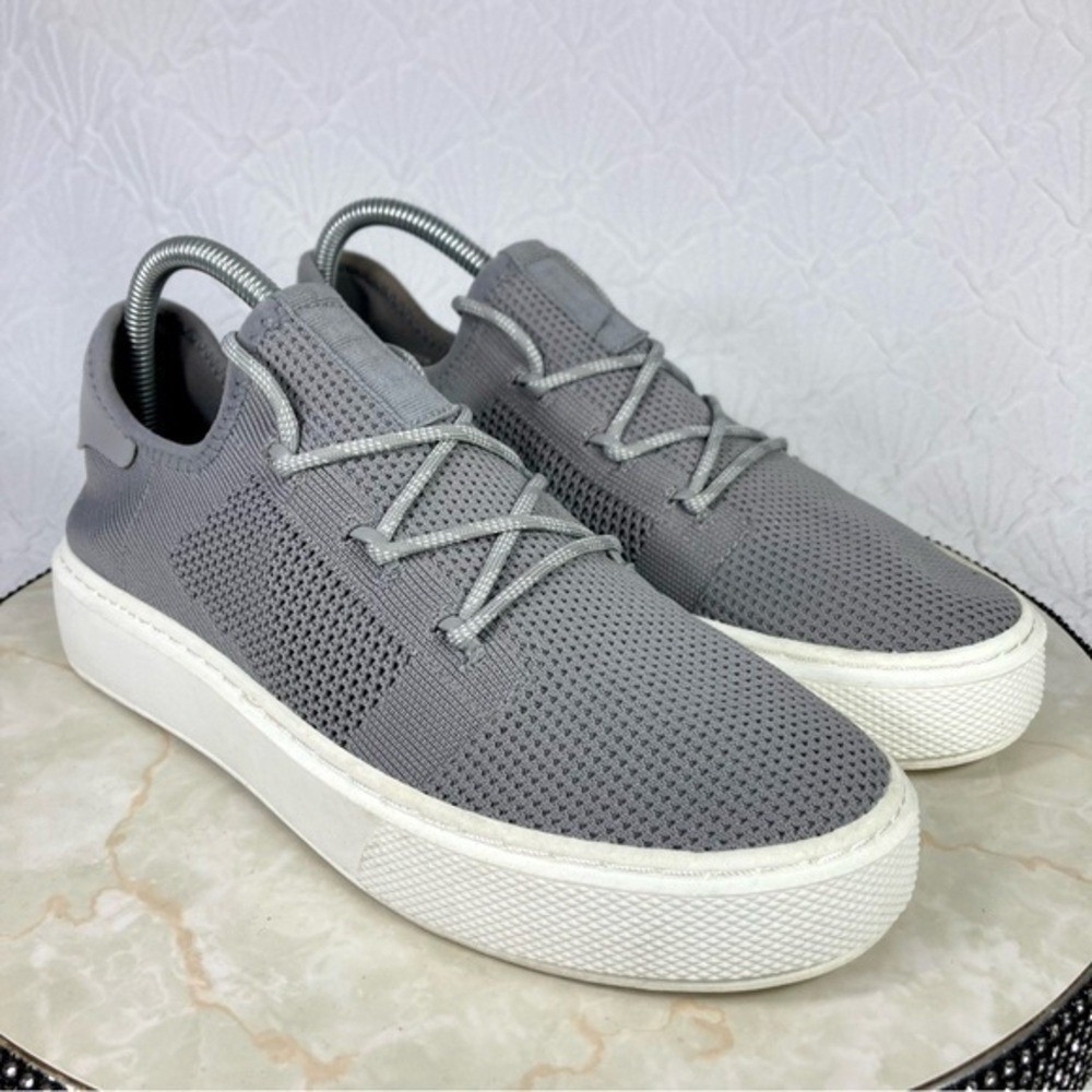 J/Slides Demetria Knit Platform Shoes Women 9.5 Grey Mesh Upper Comfort Sneakers